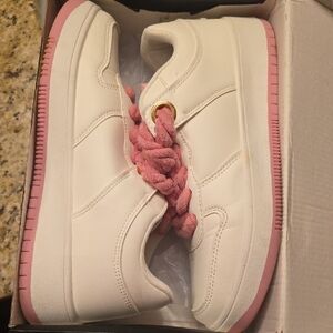 Fashion Nova White and Pink Sneakers